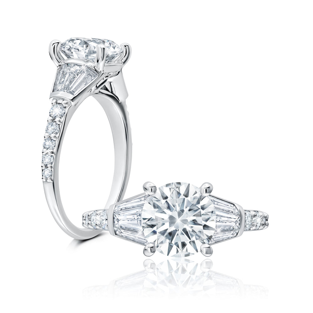 Unique Setting set with Baguettes and Round Diamonds