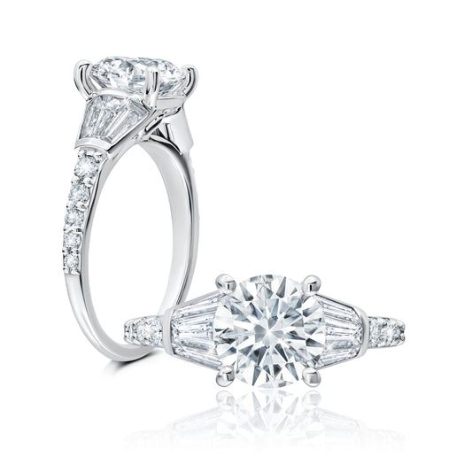 Unique Setting set with Baguettes and Round Diamonds
