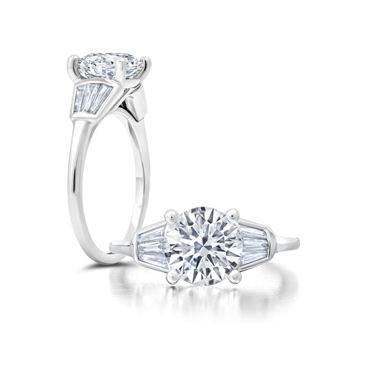 Unique Setting set with Baguettes and Round Diamonds