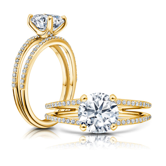 Delicate split shank with diamonds