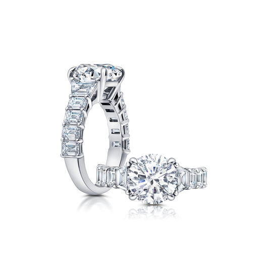 Dramatic, graduated Emerald Cut Diamonds for a dramatic look