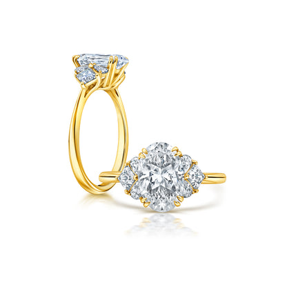 A fresh take on a three stone ring