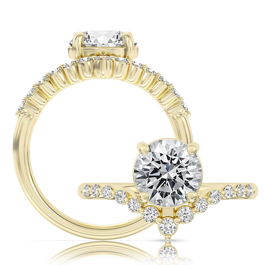 A unique "Vee" shape ring for your important center