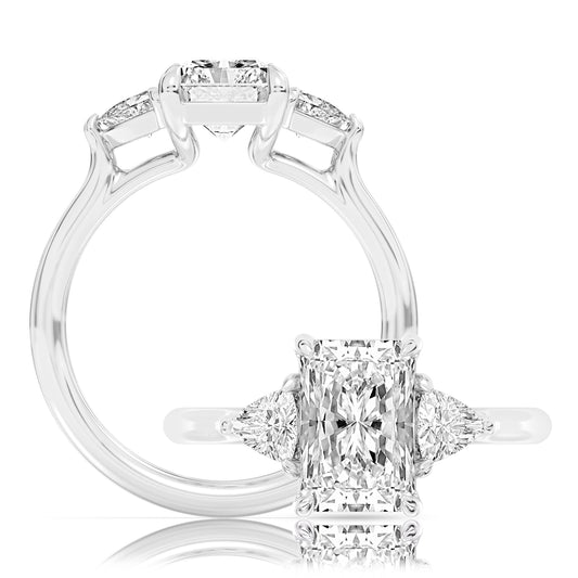 Classic three stone with a new silhouette